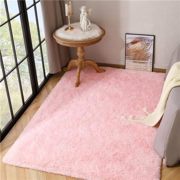 Baby Pink Area Rug for Bedroom Living Room Carpet Home Decor,Upgraded 4x5.9 Cute - Picture 4 of 6